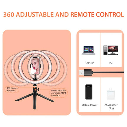 33cm Selfie Ring Light 12 in LED Tripod Phone Stand Holder Photography RingLight Circle Fill Light Led Color Lamp Trepied Makeup