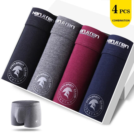 4pcs Men's Panties Sexy Shorts Cotton Underwear Male Breathable Boxers Solid Boxer Shorts Brand Underpants