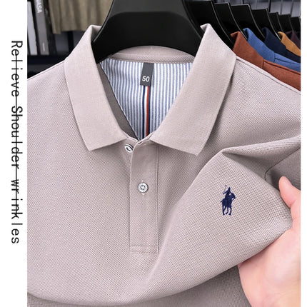 100% pure cotton luxury men's long-sleeve polo shirt designer brand Paul pony embroidery soft comfort spring autumn casual T-shirt