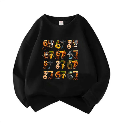 Pullover Spring Crew Neck Six Seven Italian Brainrot 67 Number Graphic Print Hoodie Boy/Girl Kids Comfortable Sweatshirt