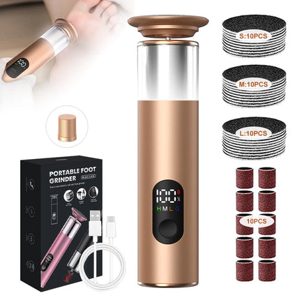 Gold 2 in 1 electric foot callus remover with 30pcs Sandpaper Discs, Aluminum Callus Remover for Feet Electric Care Tool