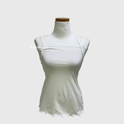 Korean Sle Unique Belted Design Slimming Versatile Split Front Strapl Top Women's Summer Faion Commute Straight Cut Vest