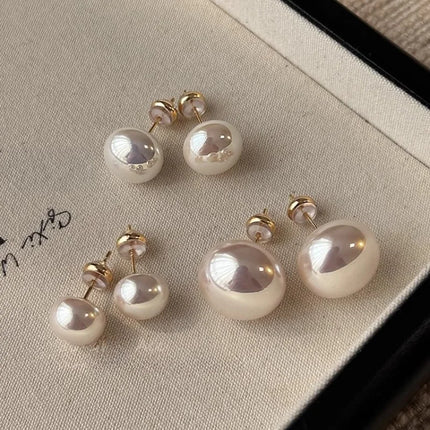 French Simple Pearl Silver Needle Earrings for Women Exquisite Imitation Pearl Elegant Stud Earrings Wedding Party Jewelry