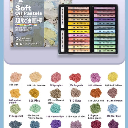 Kuelox Professional Super Soft Oil Pastel Crayon 24/36/48 Colors Artist White Soft Pastels For Painting Stationery Art Supplies