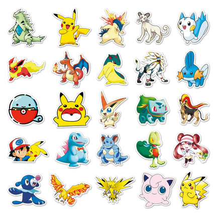 50PCS Pokémon Stickers - Pokémon Animation Decorative Stickers. For daily decorations like water cups, refrigerators, etc.