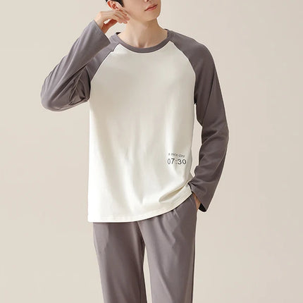 Men's Pure Cotton Spwear Long Sve Autumn Winter Home Clothes Set Can Be Worn outside Casual Sle Printed with kets