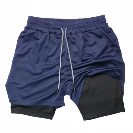 Men's Double-Layer Breathable Quick-Drying Sports Pants Trendy Summer Fitness Quarter Shorts for Active Wear