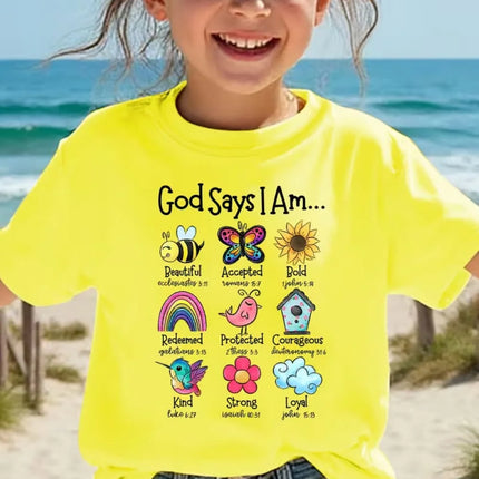 Jesus Loves Me Print Kids T-Shirt Colorful Letter Print Casual Boys Girls Short Sleeve Round Neck T-shirt Funny Tops for Children