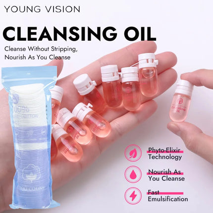 YOUNG VISION  5/10-Piece Makeup Remover Oil + 100-Piece Cotton Pads Gentle Skin-Friendly Deep Cleansing Makeup Remover Oil Set