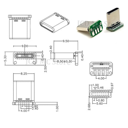 2/5/10PCS USB 3.1 Type C Vertical Patch Board 16pin 2/4/5 Welding Wire Data Band PCB USB Board Male Head 16P Usb C OTG Connector