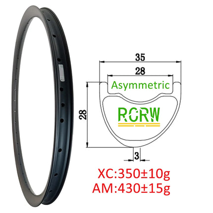 29er MTB XC AM 270g-465g Carbon Rim 28/30/32/34/35/36/38/40 Wide 23/25/28/30mm Deep Symmetric or Asymmetric UD 24/28/32/36Hole