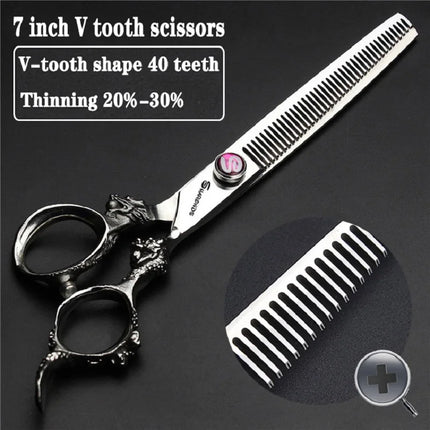 Sharonds 6/7/8 Silver Black Dragon Handle Hair Salon Hairdressing Scissors High Quality 440c Steel Professional Cutting Scissors