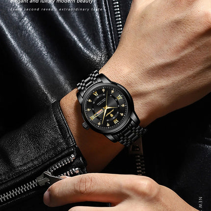 POEDAGAR Sport Casual Men's Wristwatch Waterproof Stainless Steel Luminous Original Men's Watch Date Week Men's Quartz Watches Reloj