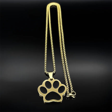Punk Dog Paw Pendant Necklace for Women Men Stainless Steel Gold Silver Color Animal Puppy Claw Chain Jewelry colar masculino