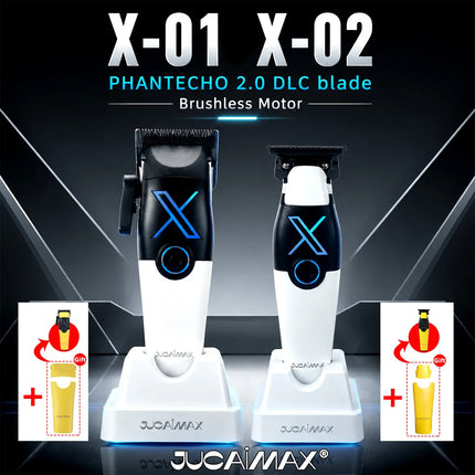 JUCAI X-01 X-02 Professional Hair Clipper Kit for Men DLC Blade 8000RPM Brushless Motor with Base Charger Hair Cutting Machine