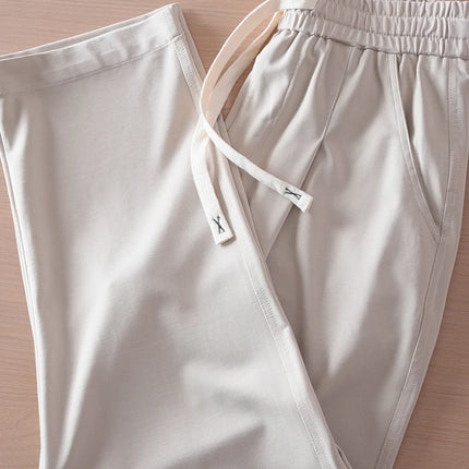 2025 Summer New Style Lightweight Breathable Smooth and Loose Straight Sweatpants Draped and Elastic Home Men's Casual Pants