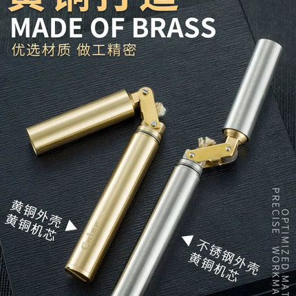 Creative Unusual Kerosene Lighter Copper Nunchaku Funny Retro Grinding Wheel Flint Lighters Foldable Mini Portable Men's Gift