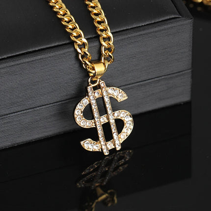 Hiphop Jewelry Money Hip Hop Rap Gold Color US Dollar Pendant Necklace Chain Accessories For Women/Men Bling Jewelry