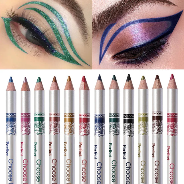 12 Color Eyeliner, Long-Lasting Smoked Punk Style Eyeliner, Waterproof, High Pigment, Pearl Luster Eye Shadow Stick