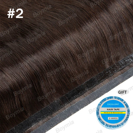 Tape In Weft Hair Extensions Human Hair PU Long Weft Tape In Hair Extensions Real Human Hair Silky Easy to Use Remy 12-20 inch