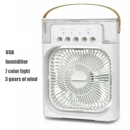 Portable 3 In 1 Mini Air Conditioner Fan Humidifier LED Night Light Adjustable Wind Speed Desktop Cooler For Bedroom Office Stud