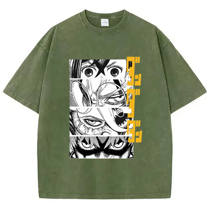 Cotton Washed Dandadan Okarun T-shirt Men Japanese Anime T Shirt Cartoon High Quality Tshirt Aesthetic Fashion Tee Male