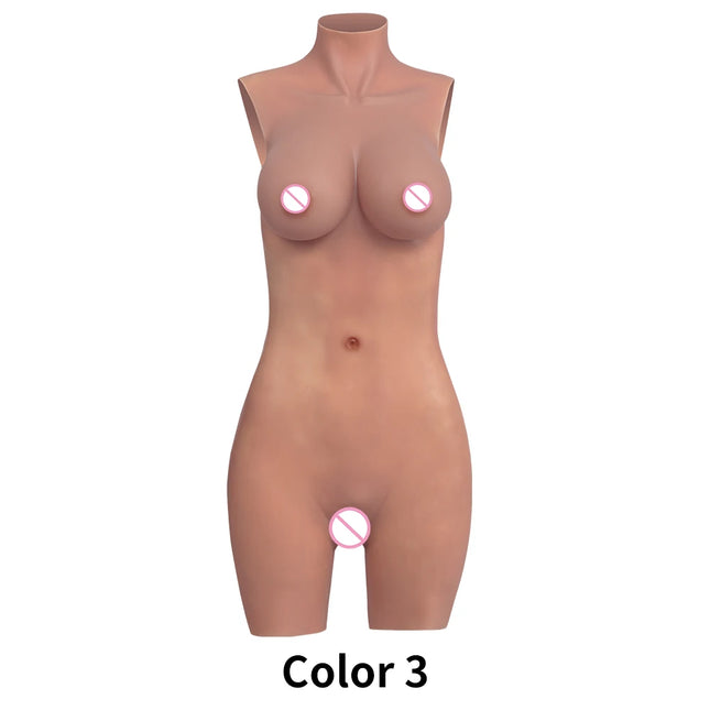 50-80kg Crossdressing Bodysuit Cosplay Silicone Bodysuit Crossdress Fake Breast 3-Pointed 88-95cm Length Crossdresser Bodysuit