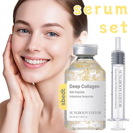 Korean Silk Peptide Deep Collagen Intensive Ampoule Serum Deep Moisture Tightening Texture Refining Treatment Facial Care