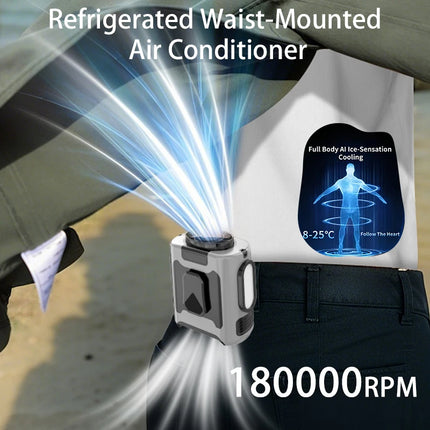 15000mAh Portable Waist Fan Hanging Neck Fan 5 Speed Strong Wind with LED Lighting for Sports Courier Outdoor Working