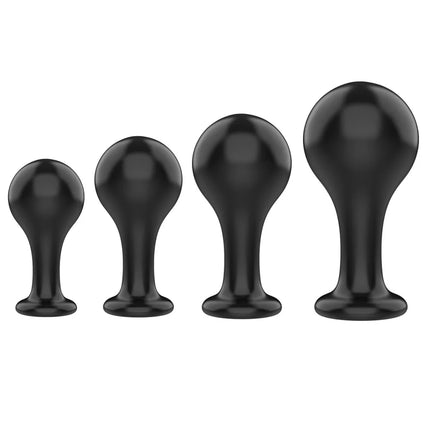 Black Smooth Butt Plug with Flared Base Prostate Massager for Men And Women Beginner Anal Training Toy