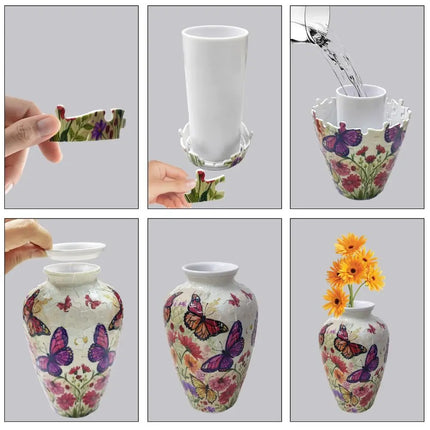 Creative 3D Puzzle Vase Waterproof Artistic Flower Vase Jigsaw Arrange Flowers Building Block Flower Arrangement Vase
