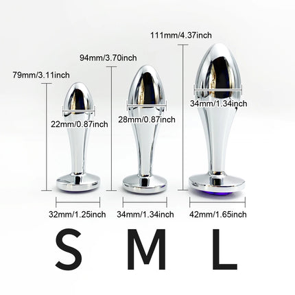 Metal Drop Anal Plug For Women Stainless Steel Three Sizes Jewel Base Butt Plug G-point Massage Adult Sex Toys Male/Famale Gay