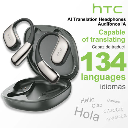 HTC NE39 Bluetooth Earphones AI Translator Earbuds OWS Sport Wireless Headphones Comfortable Earhooks Ultra-long battery life