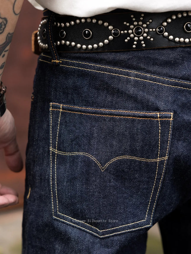 Red Tornado 12.5oz Slim Straight Fit Selvedge Denim Jeans WWII Era Inspired Classic Men's Five Pocket Pants