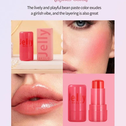 4 Colors Jelly Blush Stick Lip Balm Eyeshadow 3-in-1 Multi-Use Matte Blush Moisturize Brighten Lip Gloss Multi-Use Blush Makeup