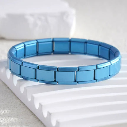 Italian Charm Link Stainless Steel Golden Bracelet for Woman Men DIY Making 9mm Bead Silver Color Retro Bangle Jewelry Wholesale