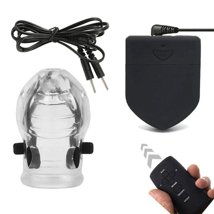 Male Electro Shock Penis Glans Trainer Cock Ring E-stim Orgasm Medical Sleeve Time Delayed Ejaculation Masturbator Sex Toys BDSM