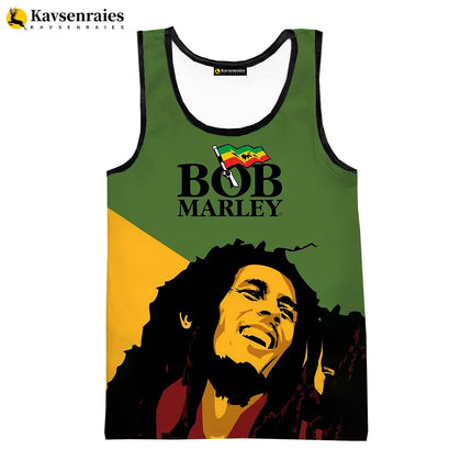 2023 New Fashion Bob Marley Tank Tops 3D Printed Graphic Polyester Sleeveless Shirts Men Hip Hop Harajuku Streetwear T-shirt