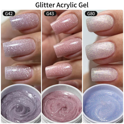 MSHARE 50g Shimmer Pink White Acrylic Gel TPO Free Glitter Shiny Extension Acryl Hard Gel Nails Sculpting Construction