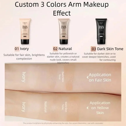 Oil Control Waterproof Long Lasting BB Cream Foundation Concealer Brightening Moisturizing Face Makeup Base Liquid