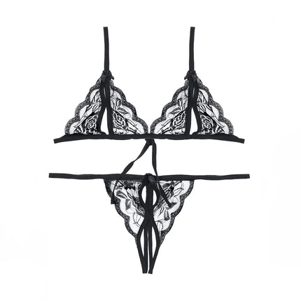 Babydoll Costumes Women Hot Open Bra Crotch Lace Sexy Transparent Underwear Sexy Lingerie Set