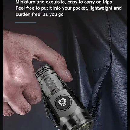 Portable Mini LED Flashlight Powerful 3*Wick Small Pocket Torch Rechargeable Strong Light Lantern Super Bright Cap Clip Lamp