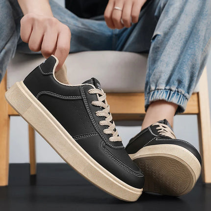 2025 Autumn Men's Thick-Sole Breathable Sports Casual Sneakers - White Trainers with Height-Enhancing Design for Students.