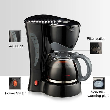 PANCERKA Modern Programmable Semi-Automatic Drip Coffee Maker 4 Cup Plastic Electric Self-Cleaning for Household Commercial Use