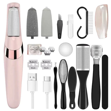 Rechargeable Electric Foot File 1+10 Set Callus Remover Machine Pedicure Device Foot Care Tools For Heels Remove Dead Skin black