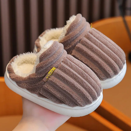 SmilePoP New Classic Fuzzy Kids Shoes Winter Outdoor Warm Antiskid Children's Slippers Indoor Furry Comfortable Home Girl Shoes