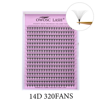 OWOSC 320 Fans Pointy Base Premade Volume Fans Medium Stem Sharp Thin Pre Made Russian Volume Fan Eyelash Extensions custom logo