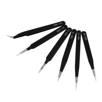 2/6pcs Precision Tweezers Set ESD Anti-Static Stainless Steel Tweezers Repair Tools for Electronics Repair Soldering Craft Tools