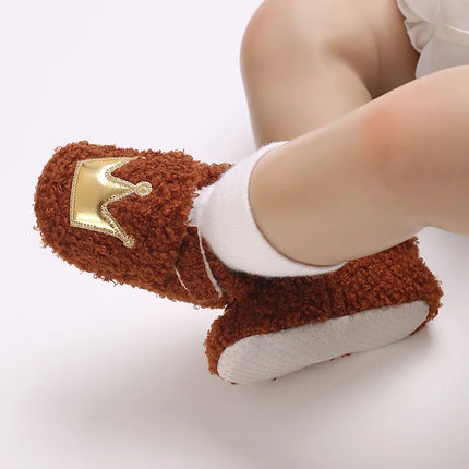 Fashionable Lamb Down Newborn Baby Girl Knitted Baby Soft Sole Shoes Toddler Shoes Warm and Non Slip First Walker