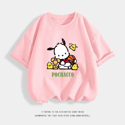 Pure Cotton Children's T-shirt 2026 Cute and Fun Pacha Dog Cartoon Printed Western-style Parent-child Outfit for Boys and Girls